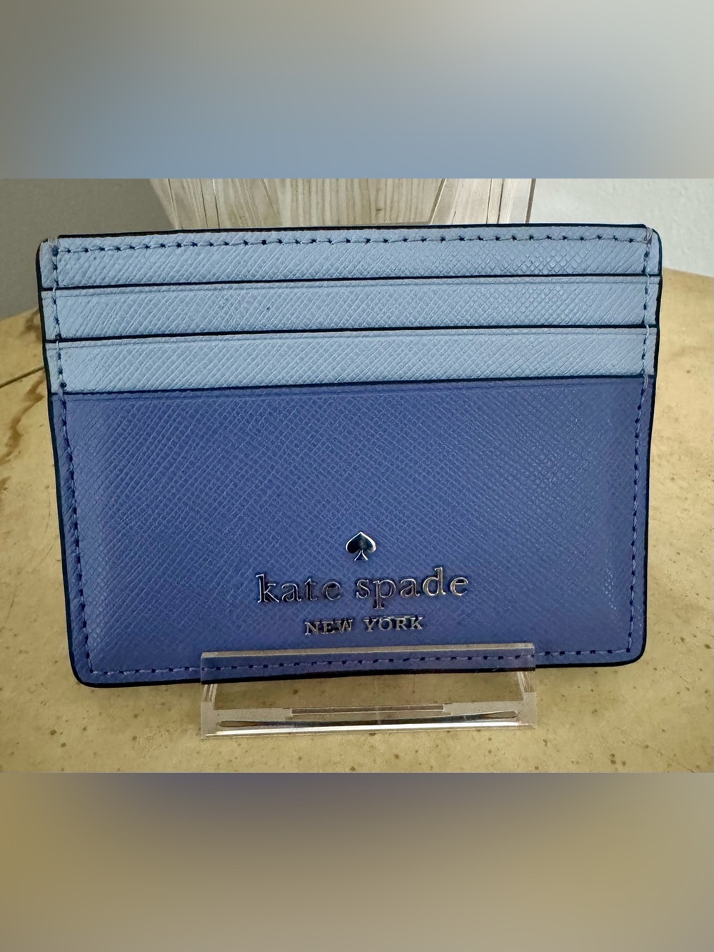 kate spade Two-Tone Blue Saffiano Leather Card Holder